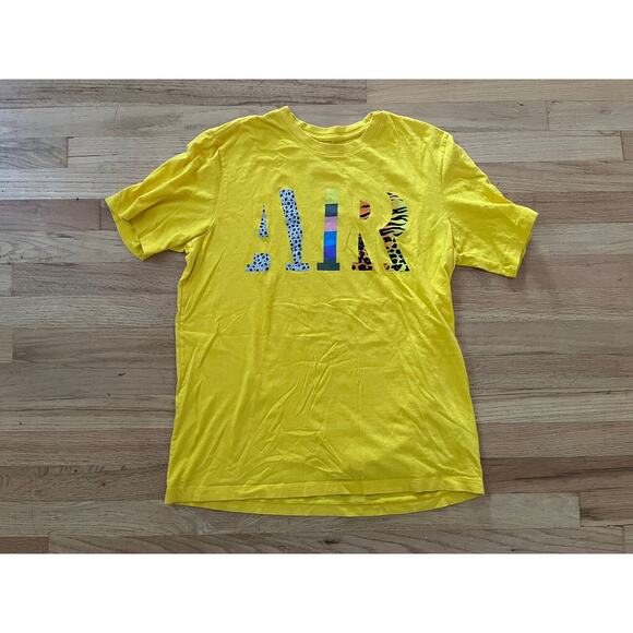 Nike Air Tee Men’s Yellow T Shirt Size M Leopard Tiger Stripe Print - Picture 1 of 4
